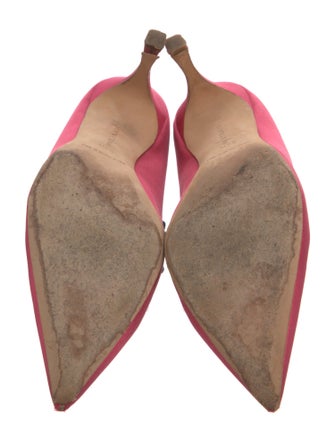 Manolo Blahnik Satin Pom-Pom Embellishments Pumps