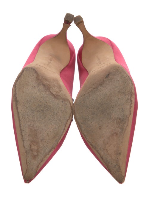 Manolo Blahnik Satin Pom-Pom Embellishments Pumps