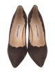 Manolo Blahnik Suede Scalloped Accent Pumps