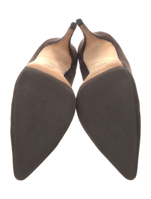 Manolo Blahnik Suede Scalloped Accent Pumps