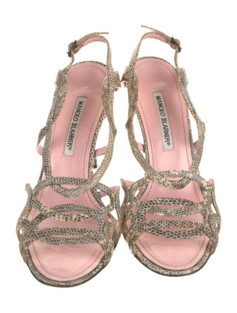Manolo Blahnik Lizard Slingback Sandals