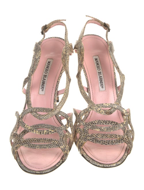 Manolo Blahnik Lizard Slingback Sandals