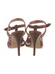Manolo Blahnik Leather Scalloped Accent T-Strap Sandals