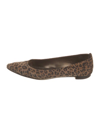 Manolo Blahnik Suede Animal Print Flats