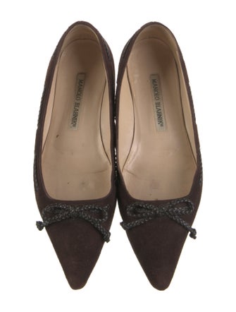 Manolo Blahnik Suede Bow Accents Flats