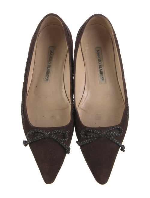 Manolo Blahnik Suede Bow Accents Flats