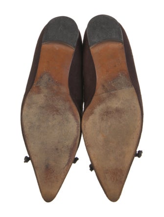 Manolo Blahnik Suede Bow Accents Flats