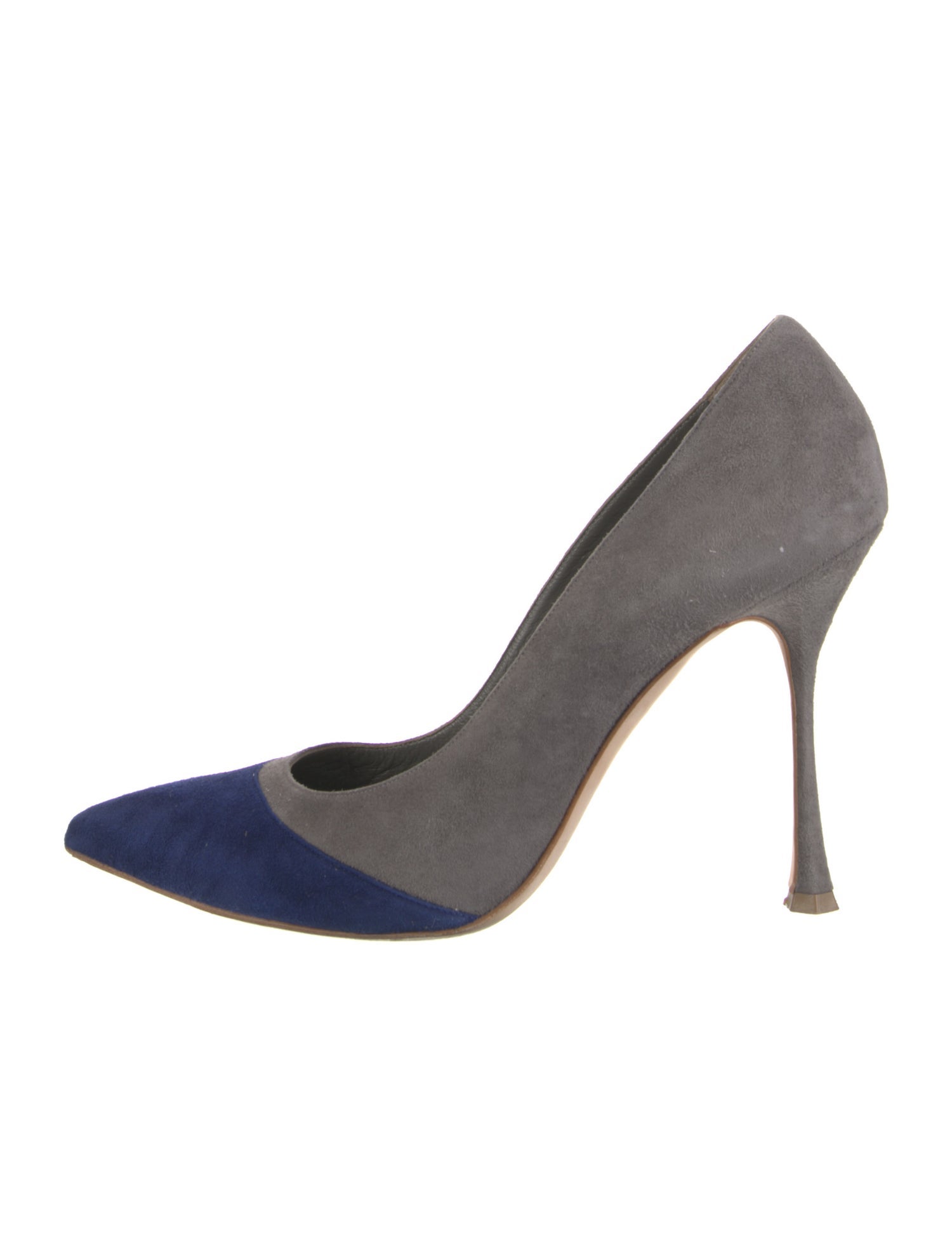 Manolo Blahnik Suede Colorblock Pattern Pumps