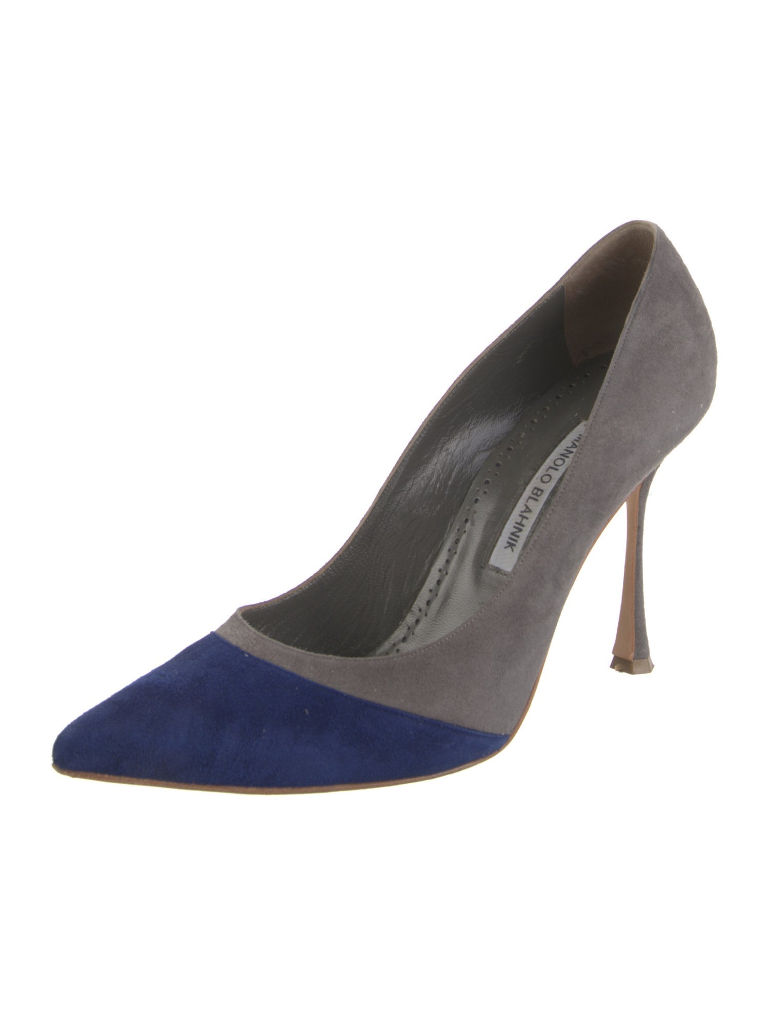 Manolo Blahnik Suede Colorblock Pattern Pumps