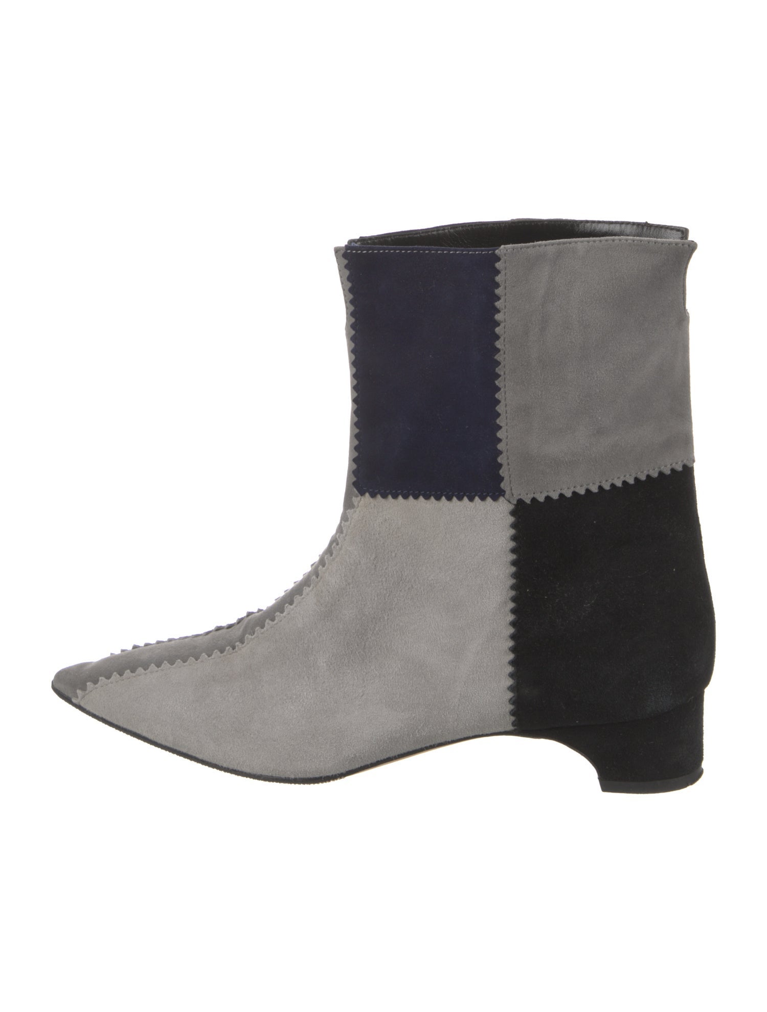 Manolo Blahnik Suede Colorblock Pattern Boots