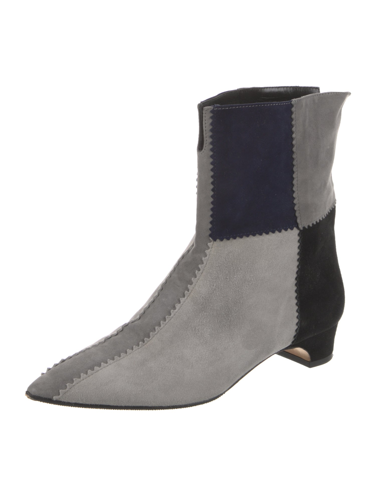 Manolo Blahnik Suede Colorblock Pattern Boots