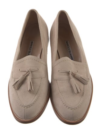 Manolo Blahnik Suede Tassel Accents Loafers
