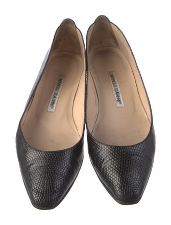 Manolo Blahnik Denim Animal Print Ballet Flats