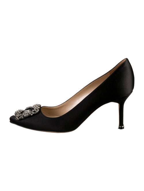 Manolo Blahnik Satin Crystal Embellishments Pumps