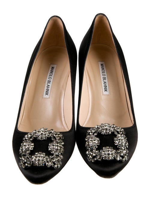 Manolo Blahnik Satin Crystal Embellishments Pumps