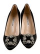 Manolo Blahnik Satin Crystal Embellishments Pumps