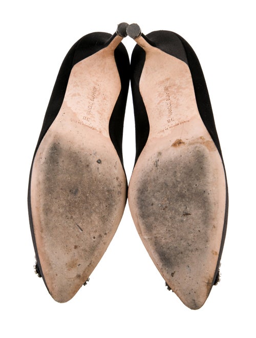 Manolo Blahnik Satin Crystal Embellishments Pumps