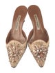 Manolo Blahnik Straw Beaded Accents Mules