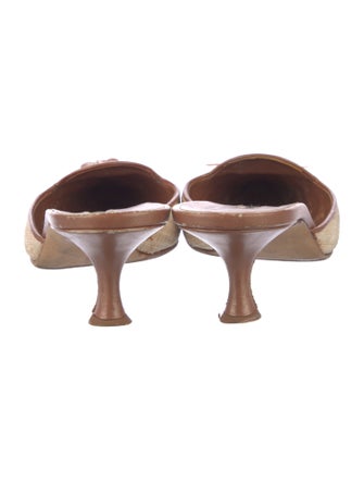 Manolo Blahnik Straw Beaded Accents Mules