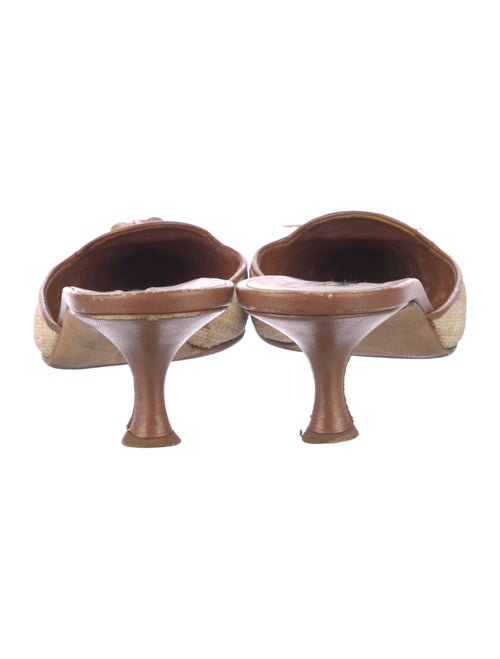 Manolo Blahnik Straw Beaded Accents Mules