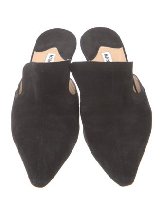 Manolo Blahnik Suede Bow Accents Mules