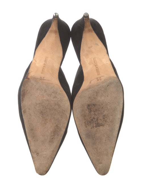 Manolo Blahnik Suede Bow Accents Mules
