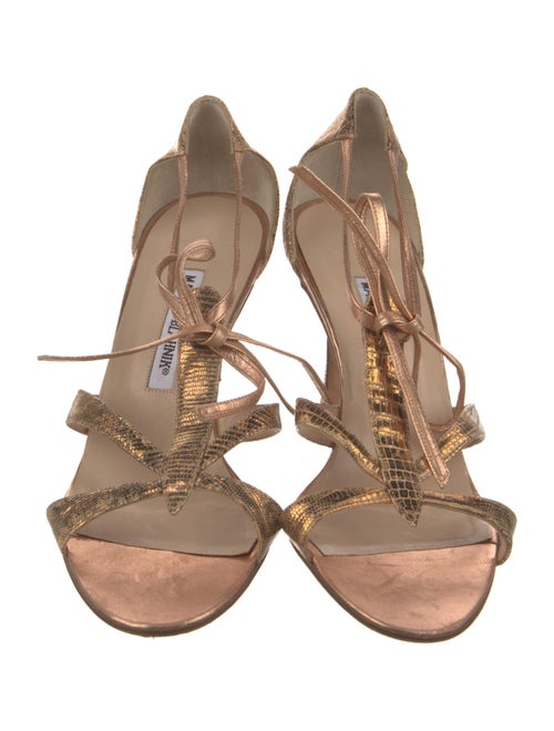 Manolo Blahnik Leather T-Strap Sandals