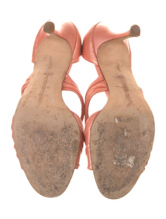 Manolo Blahnik Leather Crystal Embellishments T-Strap Sandals