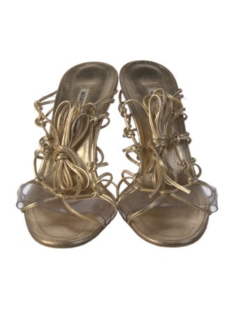 Manolo Blahnik Leather Animal Print Gladiator Sandals