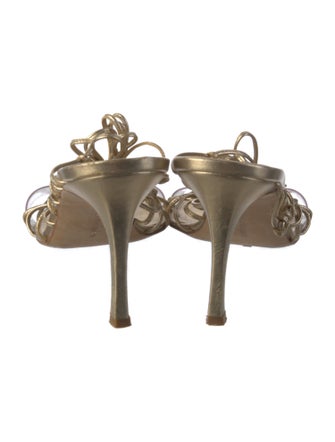 Manolo Blahnik Leather Animal Print Gladiator Sandals