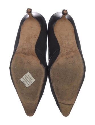 Manolo Blahnik Canvas Bow Accents Pumps