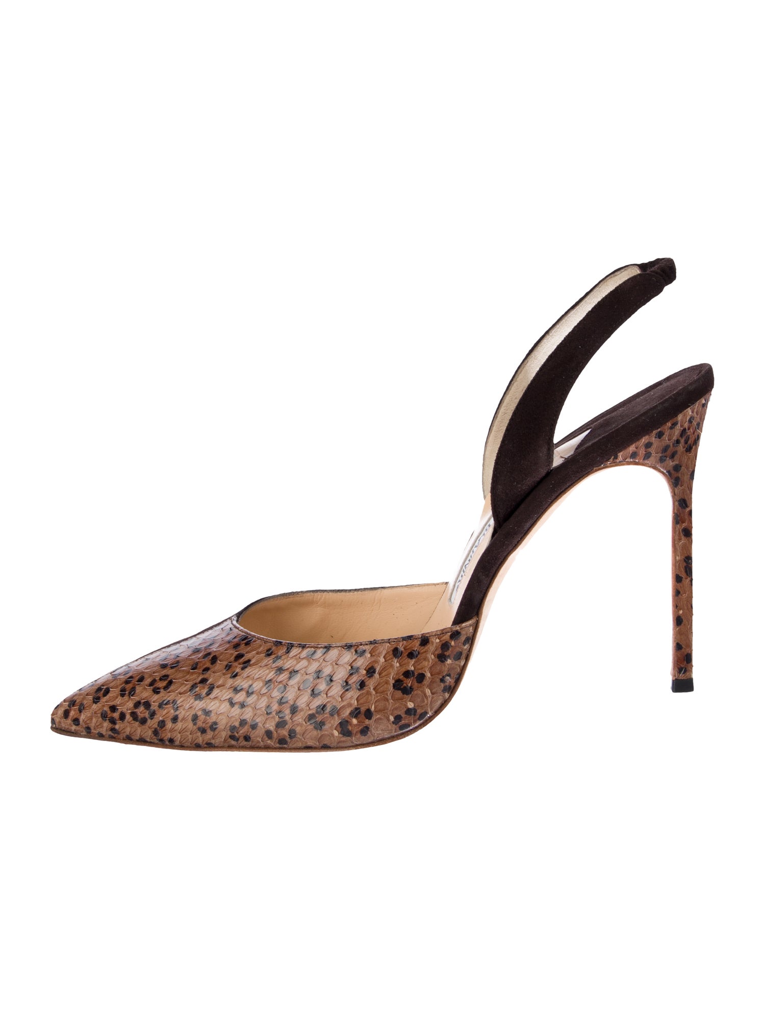 Manolo Blahnik Snakeskin Animal Print Slingback Pumps