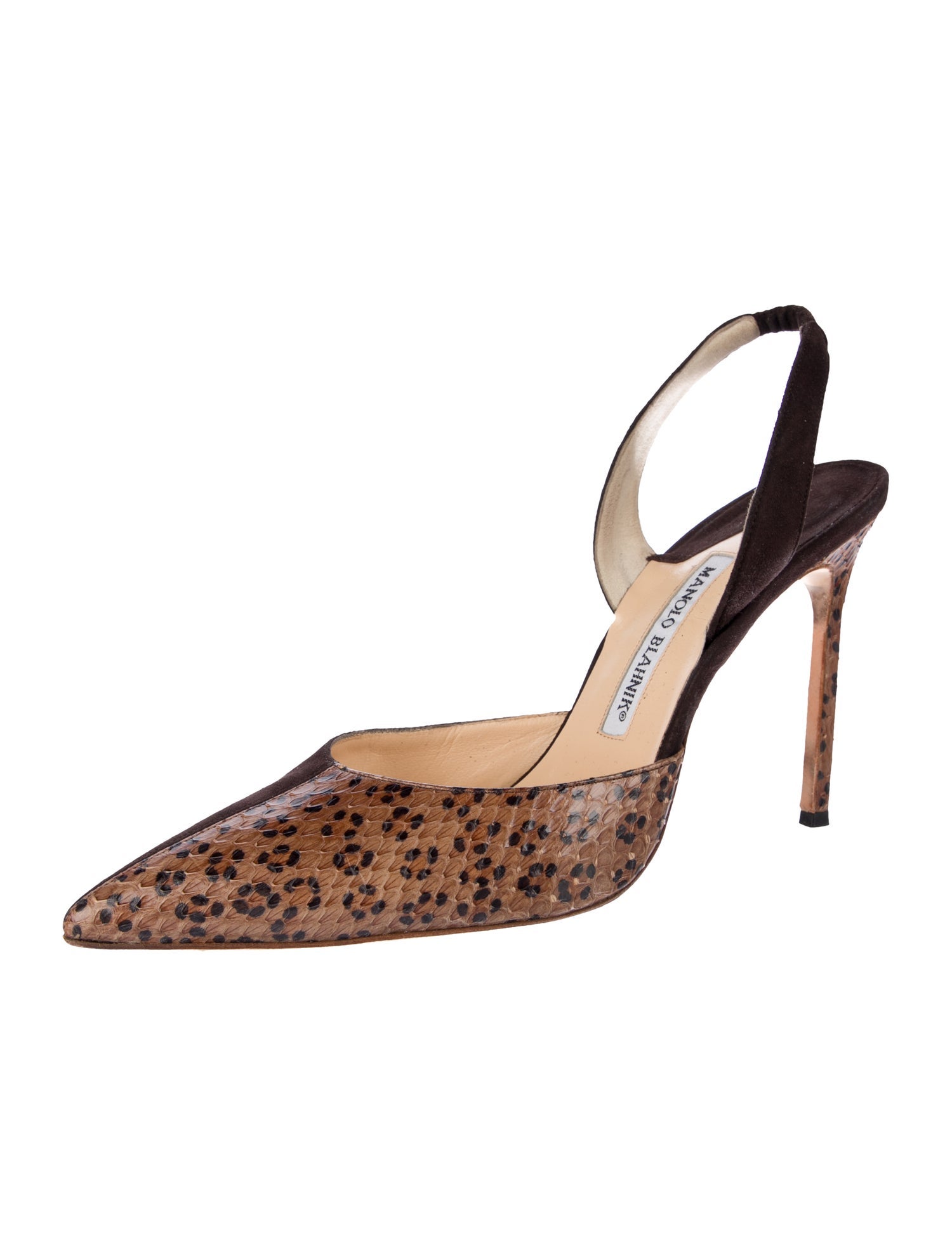 Manolo Blahnik Snakeskin Animal Print Slingback Pumps
