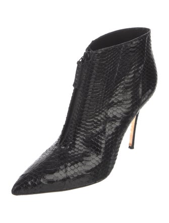 Manolo Blahnik Snakeskin Animal Print Lace-Up Boots