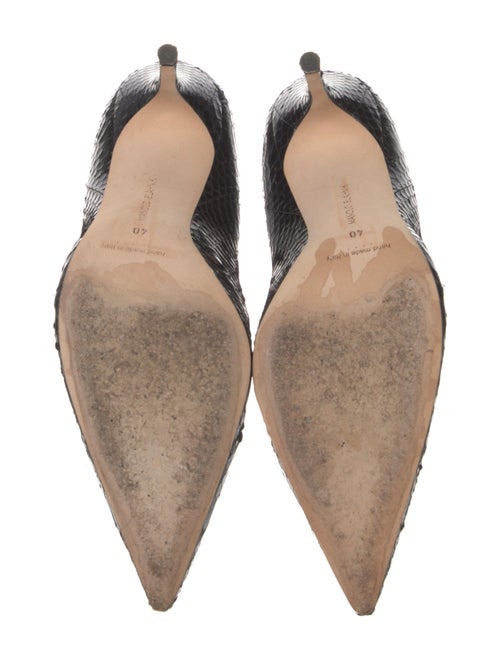 Manolo Blahnik Snakeskin Animal Print Lace-Up Boots