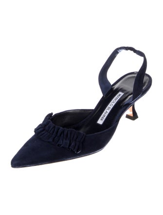 Manolo Blahnik Maysli Suede Slingback Pumps