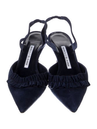 Manolo Blahnik Maysli Suede Slingback Pumps