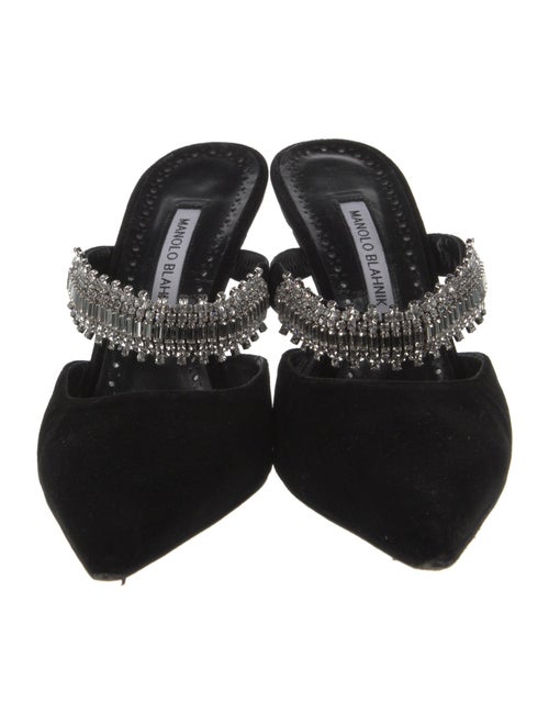 Manolo Blahnik Satin Crystal Embellishments Mules