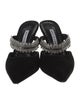 Manolo Blahnik Satin Crystal Embellishments Mules