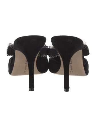 Manolo Blahnik Satin Crystal Embellishments Mules