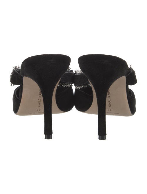 Manolo Blahnik Satin Crystal Embellishments Mules