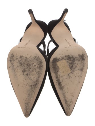 Manolo Blahnik Satin Crystal Embellishments Mules