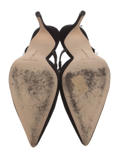 Manolo Blahnik Satin Crystal Embellishments Mules