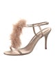 Manolo Blahnik Satin Feather Trim Sandals