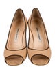 Manolo Blahnik Leather Grosgrain Trim Pumps