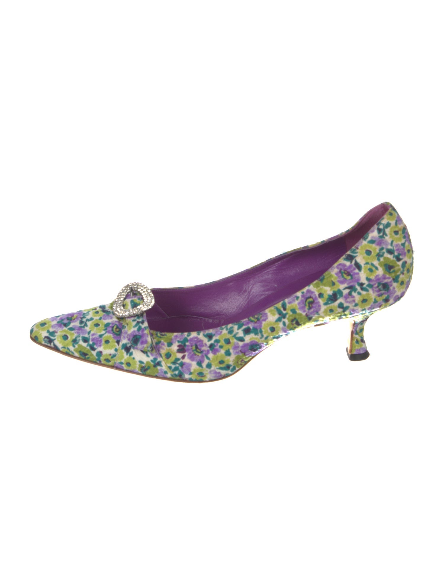 Manolo Blahnik Maysale Floral Print Pumps