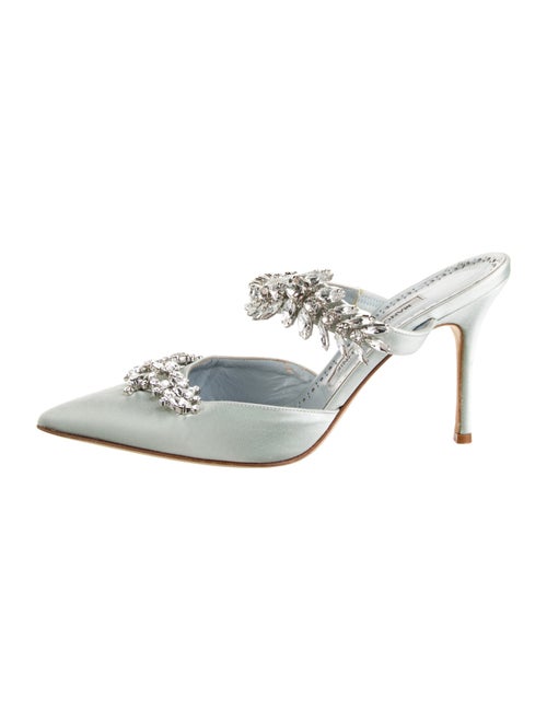 Manolo Blahnik Lurum Leaf Satin Mules