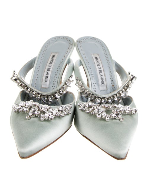 Manolo Blahnik Lurum Leaf Satin Mules