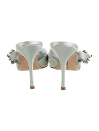 Manolo Blahnik Lurum Leaf Satin Mules