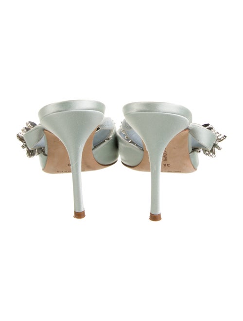 Manolo Blahnik Lurum Leaf Satin Mules